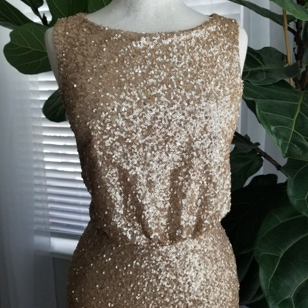 Sorella Vita Sequins Gold Backless Gown Size 8 - Picture 7 of 16